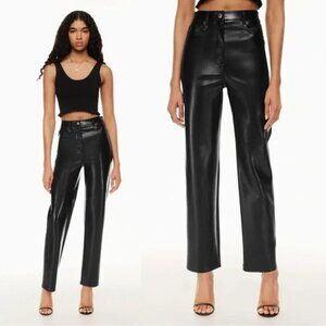 Wilfred High Waisted Melina Pants Size 00, Black Vegan Leather (Aritzia)